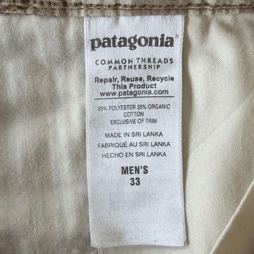 PATAGONIA shorts size 33 brown white plaid organic cotton seersucker - Picture 5 of 6